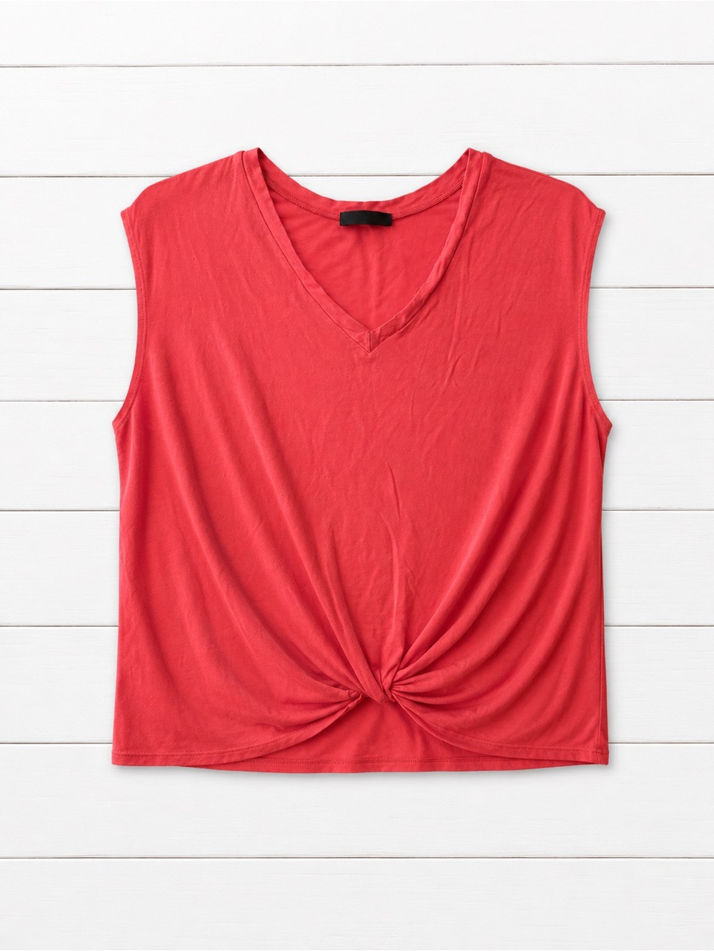 Coin 1804 Coral V-Neck Knot Front Sleeveless Top - L - Picture 3 of 5
